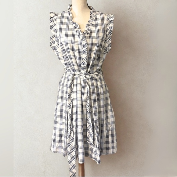 Elegant Checkered Ruffle Mini Dress - Picture 1 of 11